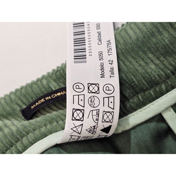 Massimo Dutti 10 Wide Leg Corduroy Trousers Pants Slacks Green High Rise‎ EUC - Picture 12 of 14
